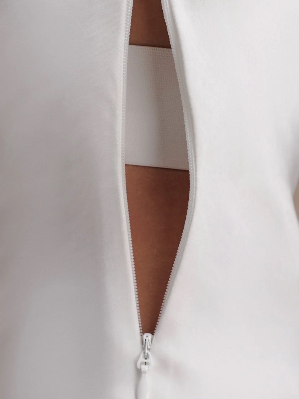 Elegant Off-Shoulder White Satin Evening Dress (Ashley - Meshki - Medium) - Picture 6 of 7